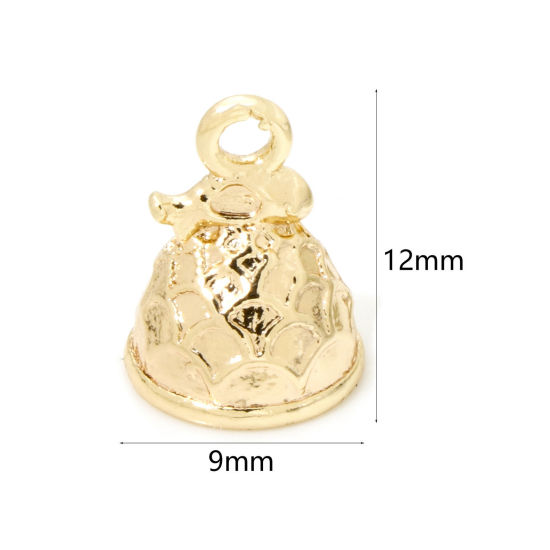 Picture of 2 PCs Eco-friendly Brass Mini Charm Tiny Charm 18K Real Gold Plated Cake 3D 12mm x 9mm