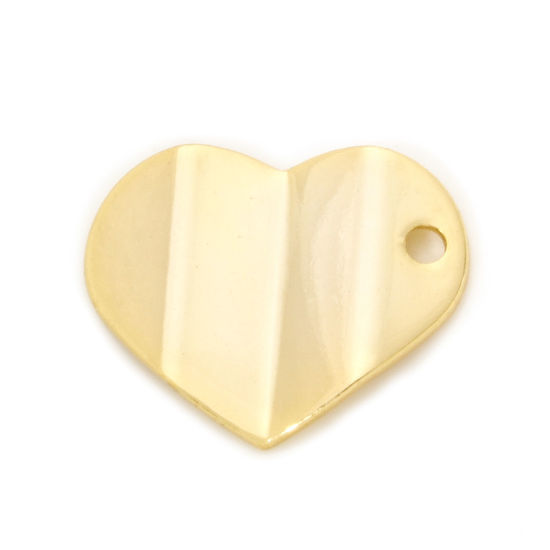 Picture of 5 PCs Brass Valentine's Day Charms 18K Gold Plated Heart 15.5mm x 12.5mm