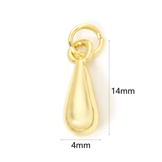 Picture of 2 PCs Brass Charms 18K Real Gold Plated Drop 3D 14mm x 4mm