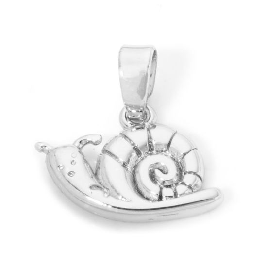 Image de 2 Pcs Pendentif Breloque en Laiton Plaqué Platine Véritable Escargot 15mm x 14mm