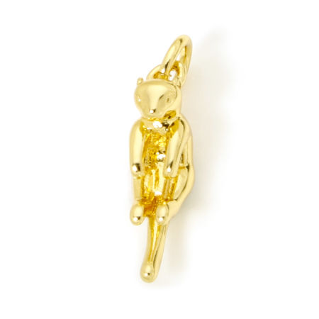 5 Pz Ecologico Ottone Ciondoli Gatto 18K Vero Oro Placcato 3D 19mm x 5.5mm