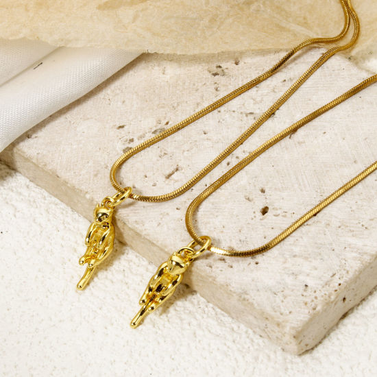 Imagen de 5 Unidades Respetuoso del Medio Ambiente Latón Colgantes Gato 18K Oro Real Chapado 3D 19mm x 5.5mm