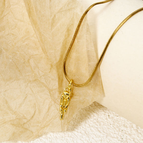 Imagen de 5 Unidades Respetuoso del Medio Ambiente Latón Colgantes Gato 18K Oro Real Chapado 3D 19mm x 5.5mm