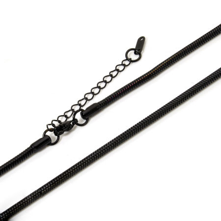 Picture of Wholesale Snake Chain Necklace, Black 304 Stainless Steel, Unisex Eco-friendly PVD Vacuum Plating Minimalist Gift Jewelry For Retailer, 40cm(15.7") long, Chain Size: 3mm, 1 Piece