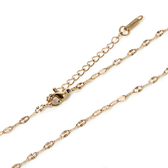 Immagine di 1 Pz Placcatura Sottovuoto PVD Ecologica 304 Acciaio Inossidabile Catena delle Labbra Collana Oro Rosa Con Aragosta Fermagli Fibbia e Catena di Estensione 40cm Lunghezza, Dimensione della Catena 2.5mm