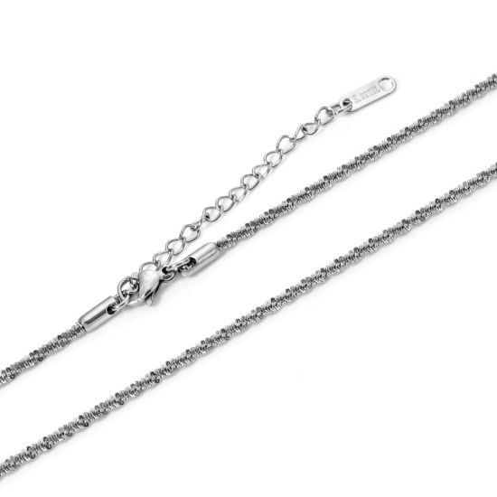 Bild von 1 Piece 304 Stainless Steel Gypsophila Chain Necklace For DIY Jewelry Making Silver Tone With Lobster Claw Clasp And Extender Chain 40cm(15.7") long, Chain Size: 2.5mm