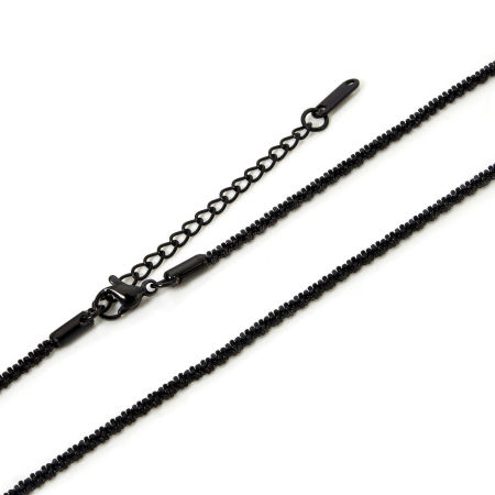 Picture of Wholesale Gypsophila Chain Necklace, Black 304 Stainless Steel, Unisex Eco-friendly PVD Vacuum Plating Minimalist Gift Jewelry For Retailer, 40cm(15.7") long, Chain Size: 2.5mm, 1 Piece