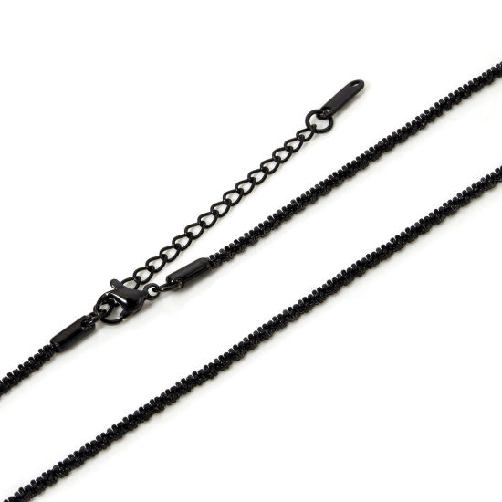 Bild von 1 Piece Eco-friendly PVD Vacuum Plating 304 Stainless Steel Gypsophila Chain Necklace For DIY Jewelry Making Black With Lobster Claw Clasp And Extender Chain 40cm(15.7") long, Chain Size: 2.5mm