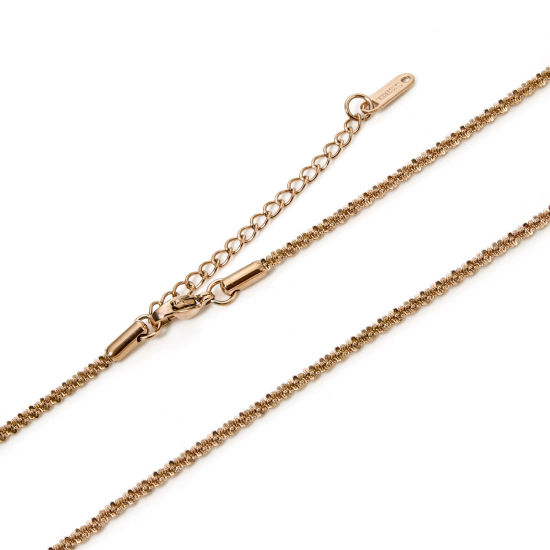 Bild von 1 Piece Eco-friendly PVD Vacuum Plating 304 Stainless Steel Gypsophila Chain Necklace For DIY Jewelry Making Rose Gold With Lobster Claw Clasp And Extender Chain 40cm(15.7") long, Chain Size: 2.5mm