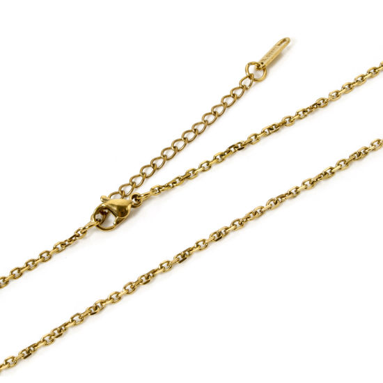 Immagine di 1 Pz Placcatura Sottovuoto PVD Ecologica 304 Acciaio Inossidabile Cavo Catena Collana Oro Placcato Con Aragosta Fermagli Fibbia e Catena di Estensione 40cm Lunghezza, Dimensione della Catena 2.2mm