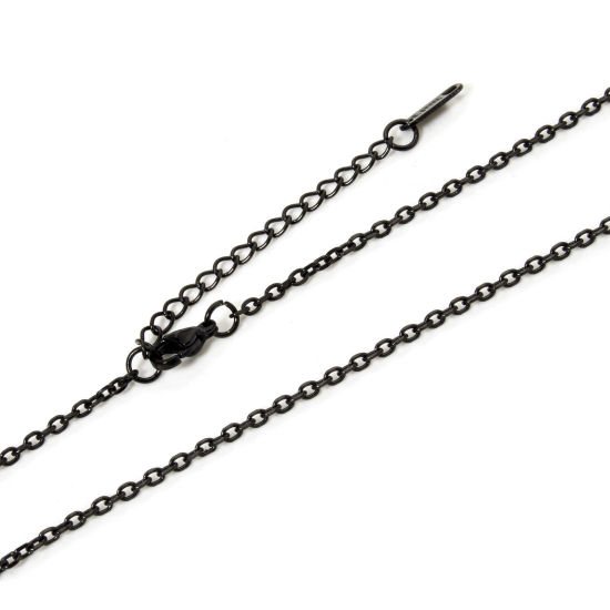 Immagine di 1 Pz Placcatura Sottovuoto PVD Ecologica 304 Acciaio Inossidabile Cavo Catena Collana Nero Con Aragosta Fermagli Fibbia e Catena di Estensione 40cm Lunghezza, Dimensione della Catena 2.2mm