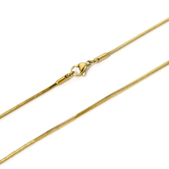 Image de 1 Pièce Colliers en 304 Acier Inoxydable Revêtement sous Vide PVD Respectueux de l'Environnement Chaîne Maille Serpent Doré avec Fermoir Mousqueton 70cm long, Taille de Chaîne: 1.5mm