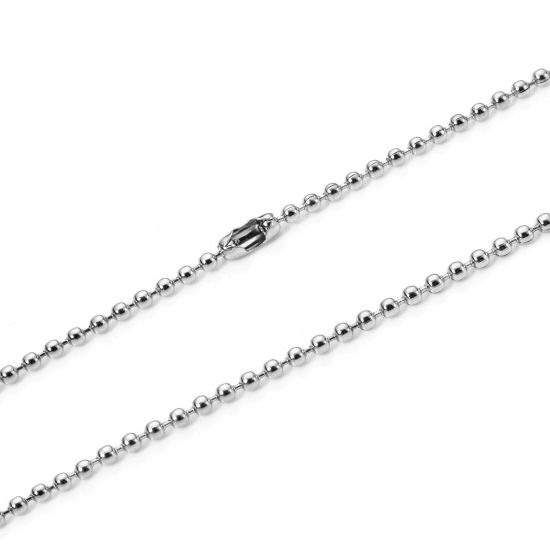 Immagine di 1 Pz 304 Acciaio Inossidabile Catena a Pallini Collana Tono Argento 40cm Lunghezza, Dimensione della Catena 2mm