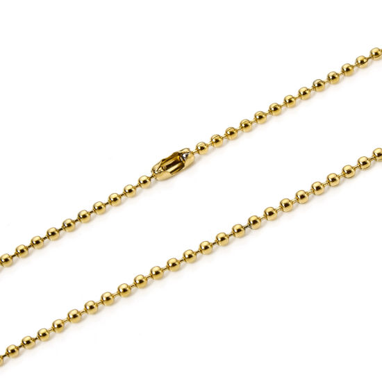 Immagine di 1 Pz Placcatura Sottovuoto PVD Ecologica 304 Acciaio Inossidabile Catena a Pallini Collana Oro Placcato 40cm Lunghezza, Dimensione della Catena 2mm
