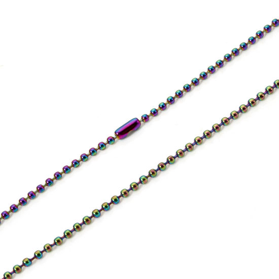 Immagine di 1 Pz Placcatura Sottovuoto PVD Ecologica 304 Acciaio Inossidabile Catena a Pallini Collana Colore Arcobaleno Placcato 40cm Lunghezza, Dimensione della Catena 2mm