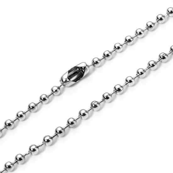Immagine di 1 Pz 304 Acciaio Inossidabile Catena a Pallini Collana Tono Argento 40cm Lunghezza, Dimensione della Catena 4mm