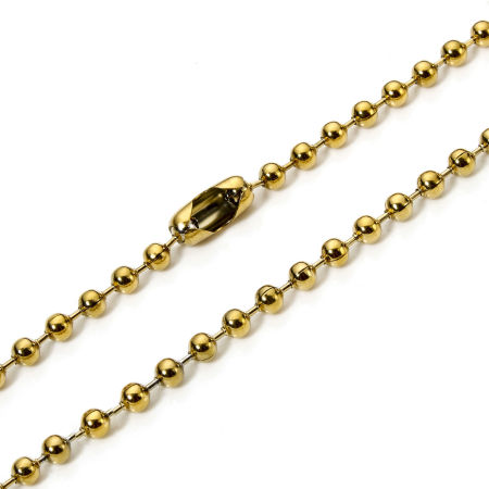 Picture of Wholesale Ball Chain Necklace, Gold Plated 304 Stainless Steel, Unisex Eco-friendly PVD Vacuum Plating Minimalist Gift Jewelry For Retailer, 40cm(15.7") long, Chain Size: 4mm, 1 Piece