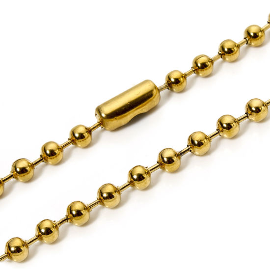 Immagine di 1 Pz Placcatura Sottovuoto PVD Ecologica 304 Acciaio Inossidabile Catena a Pallini Collana Oro Placcato 40cm Lunghezza, Dimensione della Catena 6mm