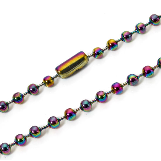 Immagine di 1 Pz Placcatura Sottovuoto PVD Ecologica 304 Acciaio Inossidabile Catena a Pallini Collana Colore Arcobaleno Placcato 40cm Lunghezza, Dimensione della Catena 6mm