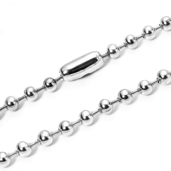 Immagine di 1 Pz 304 Acciaio Inossidabile Catena a Pallini Collana Tono Argento 40cm Lunghezza, Dimensione della Catena 8mm