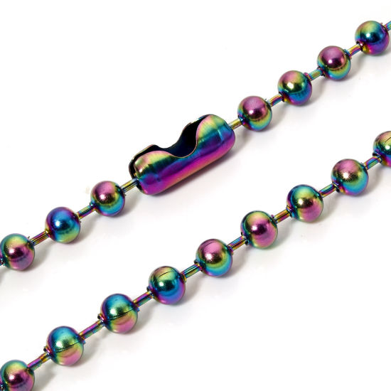 Immagine di 1 Pz Placcatura Sottovuoto PVD Ecologica 304 Acciaio Inossidabile Catena a Pallini Collana Colore Arcobaleno Placcato 40cm Lunghezza, Dimensione della Catena 8mm