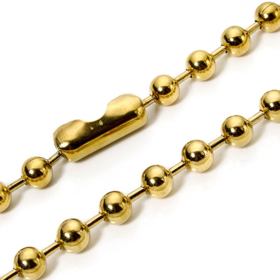 Immagine di 1 Pz Placcatura Sottovuoto PVD Ecologica 304 Acciaio Inossidabile Catena a Pallini Collana Oro Placcato 40cm Lunghezza, Dimensione della Catena 10mm