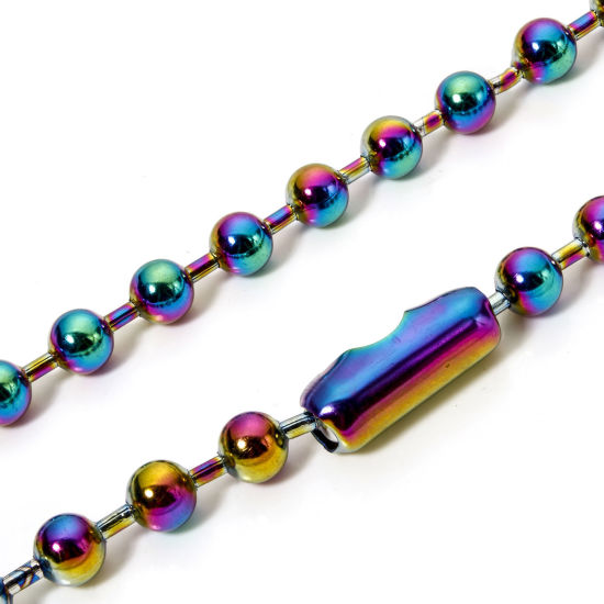 Immagine di 1 Pz Placcatura Sottovuoto PVD Ecologica 304 Acciaio Inossidabile Catena a Pallini Collana Colore Arcobaleno Placcato Con Aragosta Fermagli Fibbia e Catena di Estensione 40cm Lunghezza, Dimensione della Catena 10mm