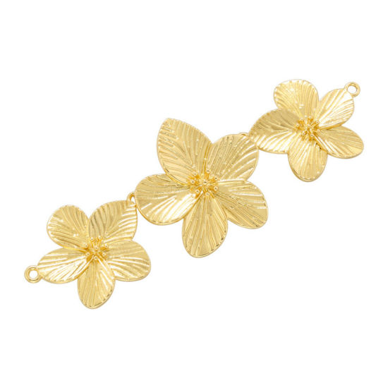 Immagine di 1 Pz Ottone Pendenti Charms Connettori Accessori Fiore Placcato Oro 18K 6.7cm x 2.4cm