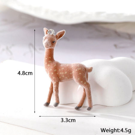 Imagen de 2 Unidades Acrílico 3D Colgantes Reno Navidad Tono de Plata Marrón Flocado 4.8cm x 3.3cm