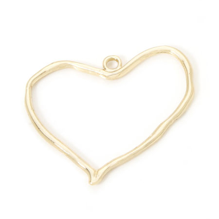 Bild von 2 Stück Umweltfreundlich Messing Geometrisch Anhänger 14K Echtgold plattiert Herz Textur 3.3cm x 2.9cm
