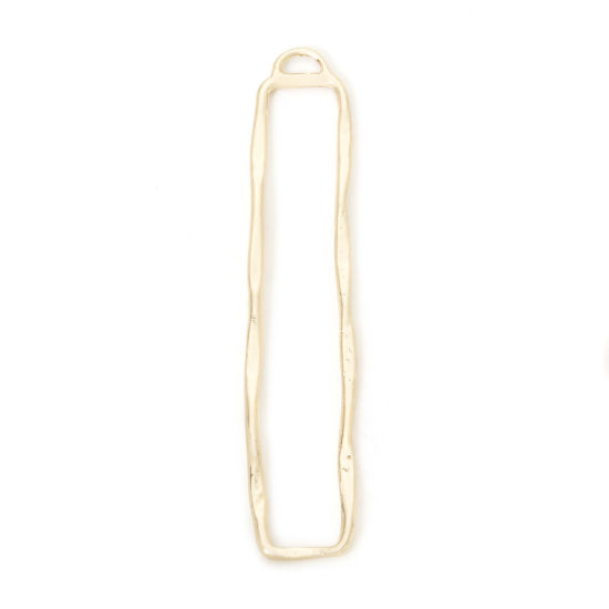 Picture of 2 PCs Eco-friendly Brass Geometric Pendants 14K Real Gold Plated Rectangle Texture 6cm x 1.2cm