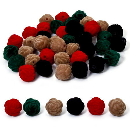 Immagine di 20 Pz Acrilato Natale Perline per la Creazione di Gioielli con Fai-da-te A Colori Misti Casuali Rosa Floccaggio Circa 16mm x 16mm, Foro: Circa 2mm