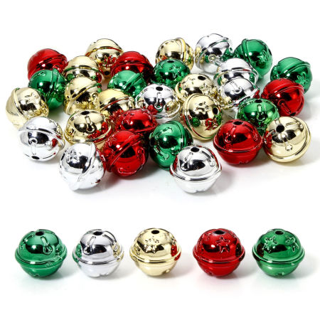 Picture of Acrylic Christmas Beads For DIY Jewelry Making At Random Mixed Color Bell Snowflake Plating