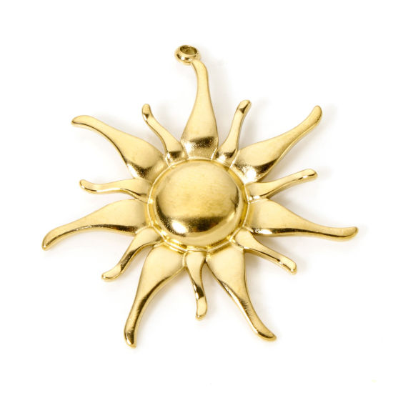 Image de 1 Pièce Pendentifs en 304 Acier Inoxydable Placage sous Vide PVD Respectueux de l'Environnement Galaxie Soleil Plaqué Or Véritable 18K 3.4cm x 3.2cm