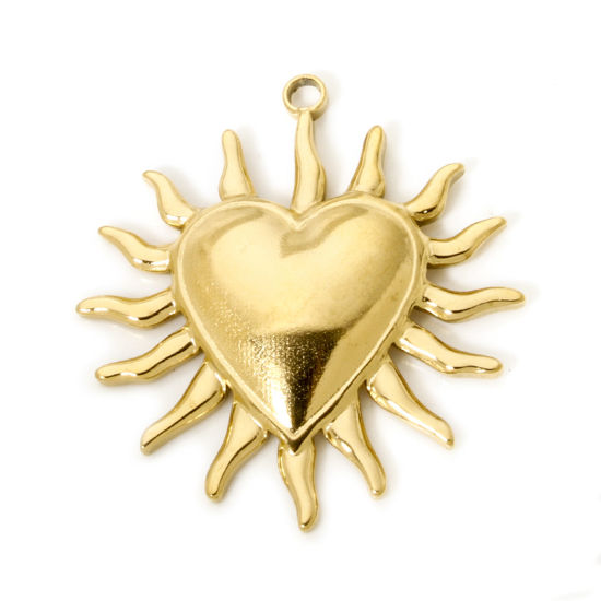 Image de 1 Pièce Pendentifs en 304 Acier Inoxydable Placage sous Vide PVD Respectueux de l'Environnement La Saint Valentin Cœur Plaqué Or Véritable 18K 4cm x 3.8cm