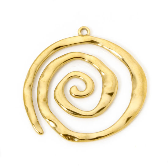 Image de 1 Pièce Pendentifs en 304 Acier Inoxydable Placage sous Vide PVD Respectueux de l'Environnement Spiral Plaqué Or Véritable 18K 4.2cm x 4.2cm