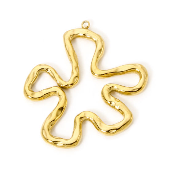 Image de 1 Pièce Pendentifs en 304 Acier Inoxydable Placage sous Vide PVD Respectueux de l'Environnement Fleur Plaqué Or Véritable 18K 4.3cm x 3.9cm