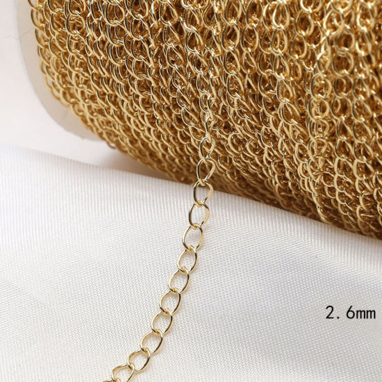 Picture of 1 M Brass Curb Link Chain For Handmade DIY Jewelry Making Findings 18K Gold Plated 2.6mm