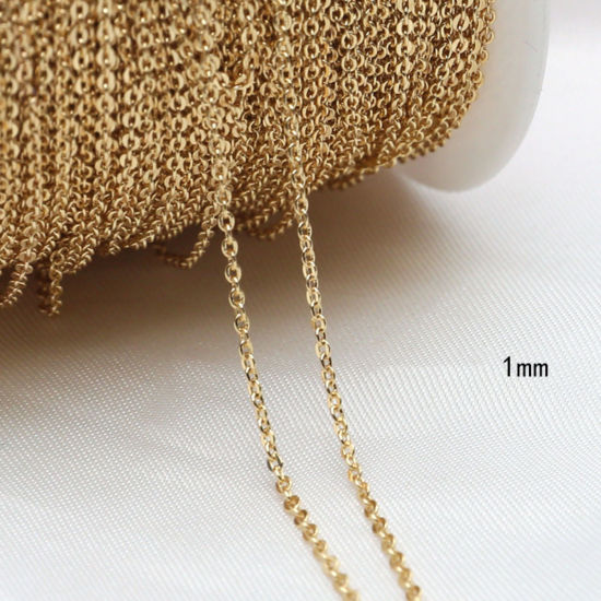 Picture of 1 M Brass Link Cable Chain For Handmade DIY Jewelry Making Findings 18K Gold Plated 1mm