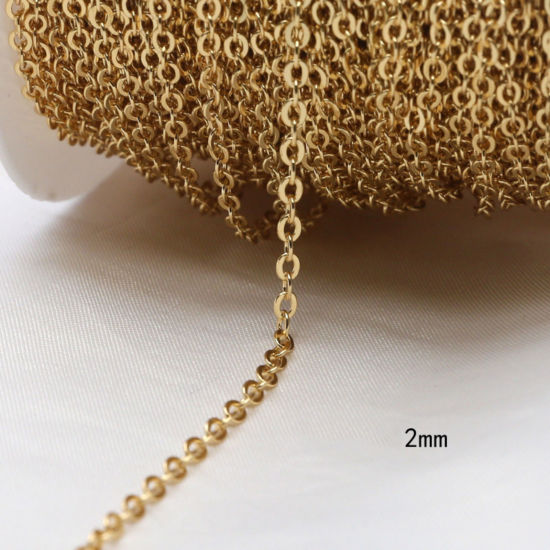 Picture of 1 M Brass Link Cable Chain For Handmade DIY Jewelry Making Findings 18K Gold Plated 2mm