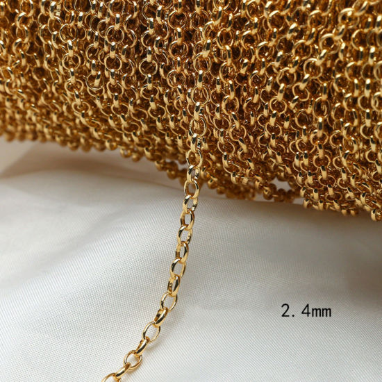 Image de 1 M Chaîne Maille Forçat Accessoires pour la Fabrication de Bijoux Faits à la Main en Laiton Plaqué Or 18K 2.4mm