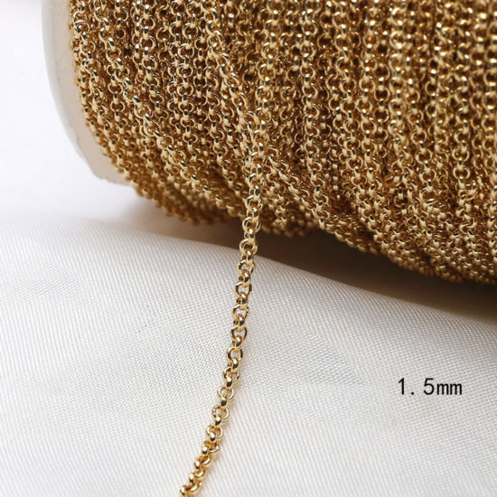 Image de 1 M Chaîne Maille Jaseron Accessoires pour la Fabrication de Bijoux Faits à la Main en Laiton Plaqué Or 18K 1.5mm