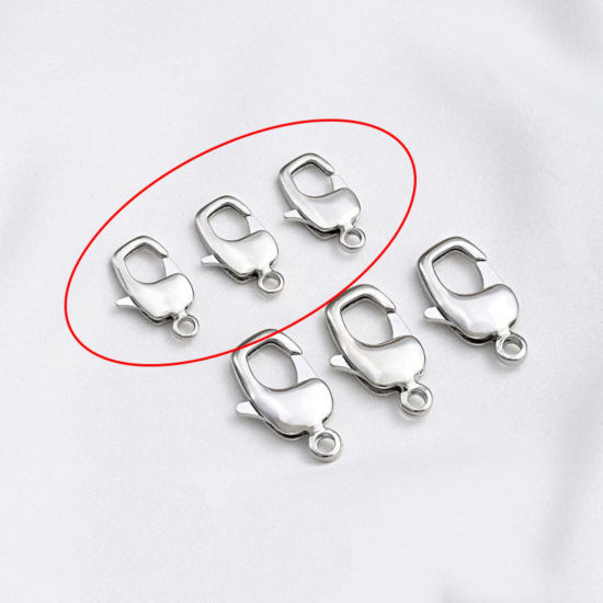 Picture of 5 PCs Eco-friendly Brass Lobster Clasp Findings Real Platinum Plated 16mm x 8mm