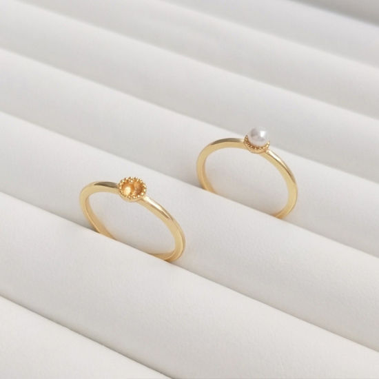 Picture of 2 PCs Eco-friendly Brass Open Adjustable Semi Mount Ring For DIY Pearl Setting 14K Real Gold Plated 16mm(US size 5.25)