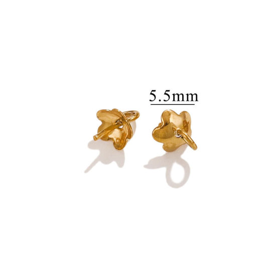 Image de 10 Pcs Bélière pour Perle en 304 Acier Inoxydable Placage sous Vide Plaqué Or 18K 8mm x 6mm, Épaisseur d'Aiguille: 0.7mm