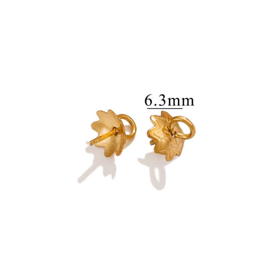 Image de 10 Pcs Bélière pour Perle en 304 Acier Inoxydable Placage sous Vide Plaqué Or 18K 8mm x 6.5mm, Épaisseur d'Aiguille: 0.7mm