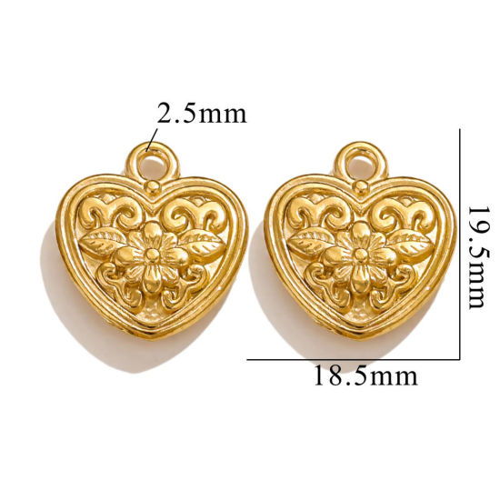 Picture of 2 PCs Vacuum Plating 304 Stainless Steel Charms 18K Gold Plated Leaf 20mm x 19mm