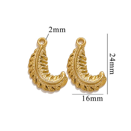 Picture of 2 PCs Vacuum Plating 304 Stainless Steel Charms 18K Gold Plated 24mm x 16mm