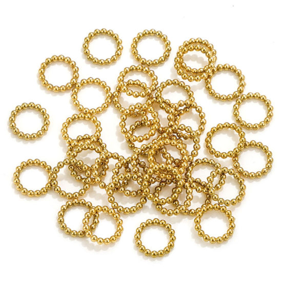 Picture of 5 PCs 1.1mm 304 Stainless Steel Closed Soldered Jump Rings Findings Round 18K Gold Plated 7mm Dia.