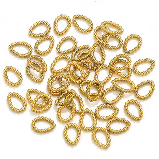 Picture of 5 PCs 1.1mm 304 Stainless Steel Closed Soldered Jump Rings Findings Drop 18K Gold Plated 7mm x 5mm